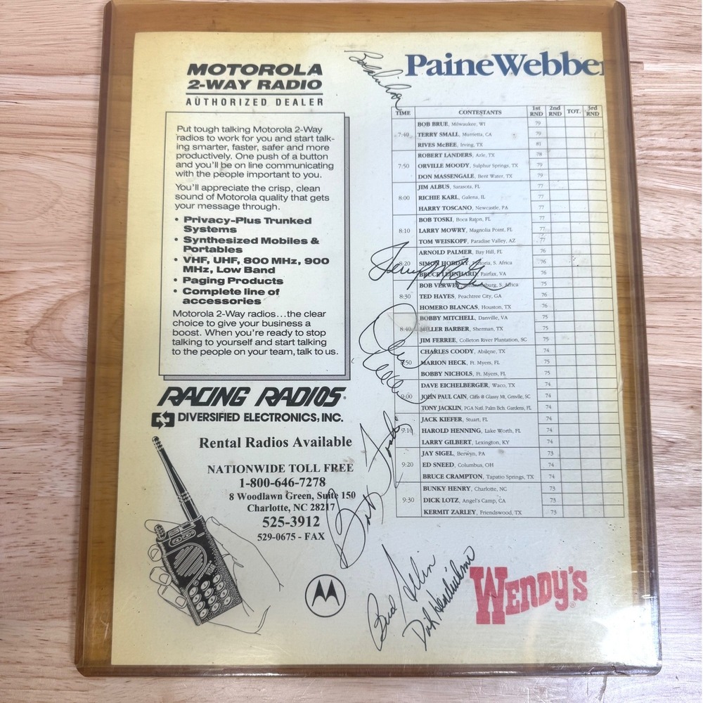 Signed 1995 Paine Webber Invitational Golf Program Cadillac Senior PGA Tour Vtg‎